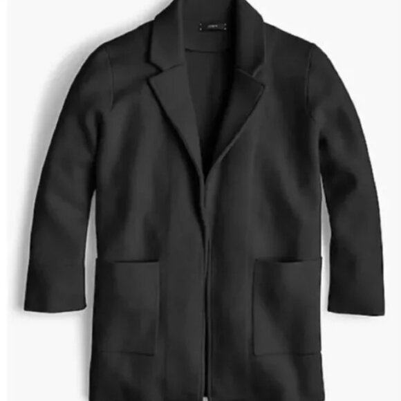 J. Crew Merino Wool Blend Sophia Collared Open Front Blazer Jacket Black Med - Picture 2 of 7